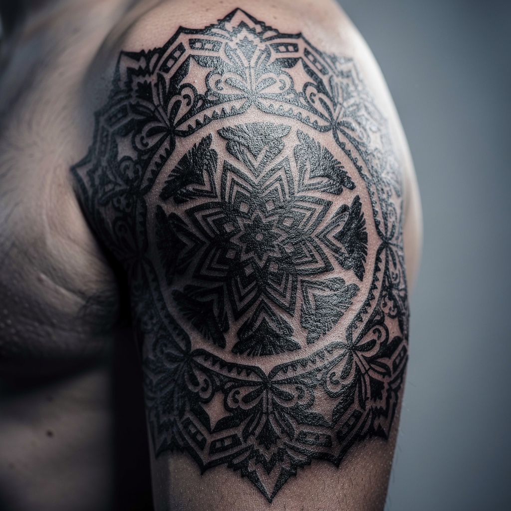 Ornamentales Mandala-Motiv auf dem Oberarm